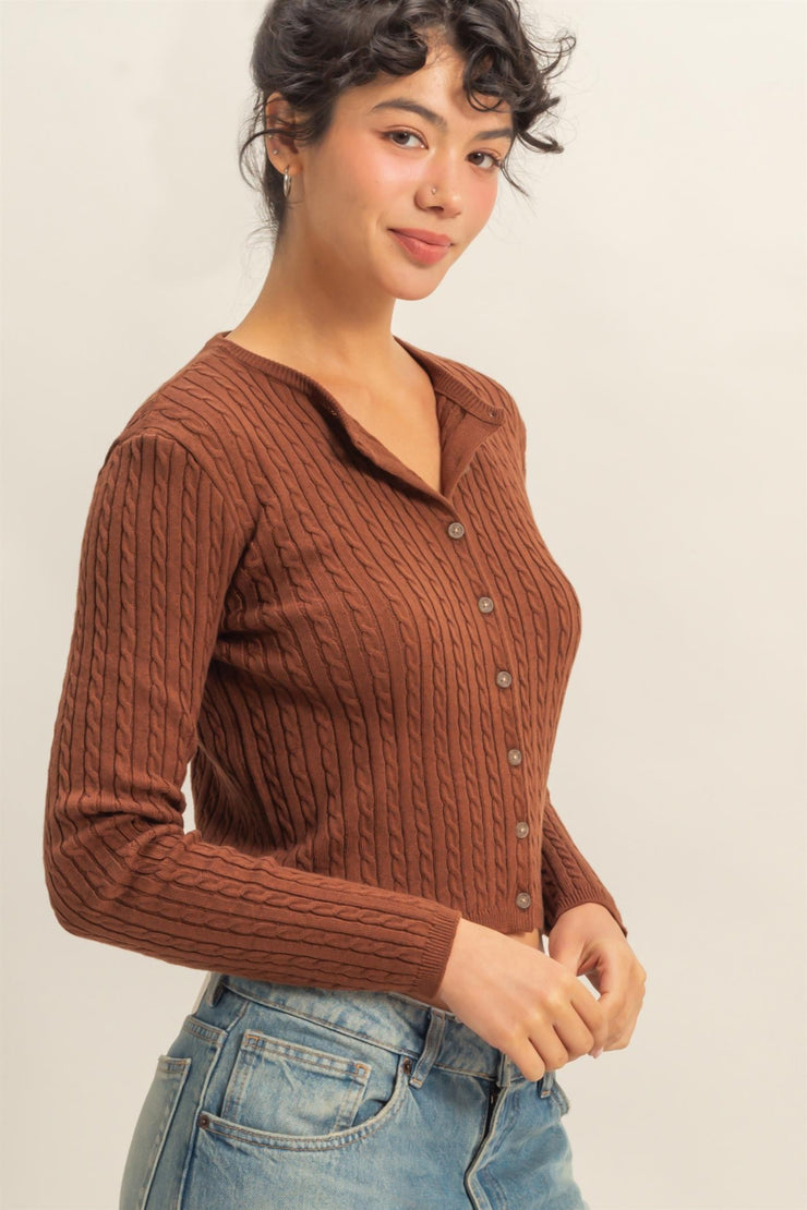 Frankie Cable Chestnut Sweater