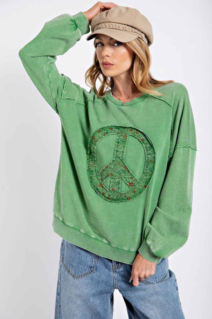 Peace Mineral Washed Sweatshirt- Green