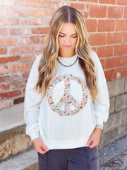Peace Mineral Washed Sweatshirt- White