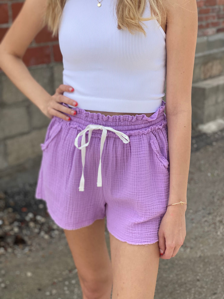 Gauze Casual Shorts- Lavender