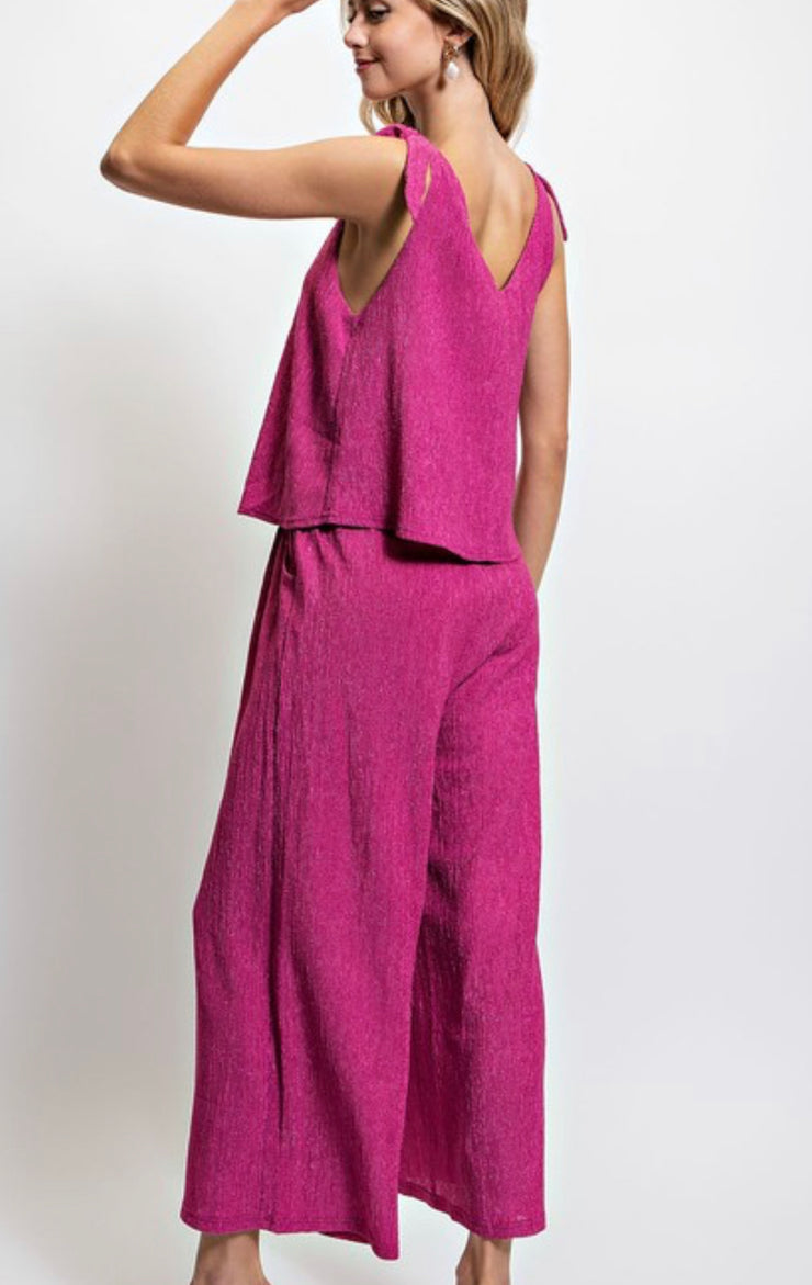 Set Illusion Jumpsuit- Berry