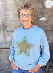 Star Patch Pullover- Denim