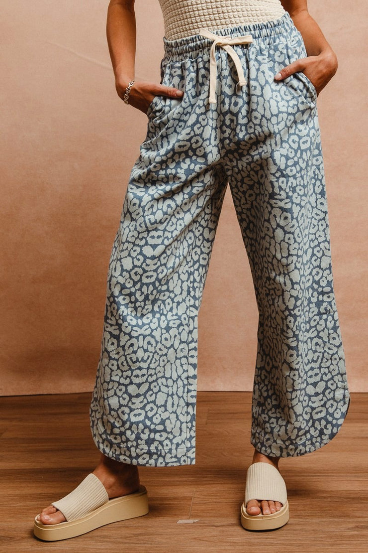 Lola Leopard Drawstring Denim Pant