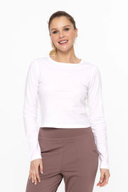 Organic Cotton Long Sleeve Top - white