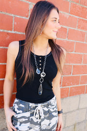 Henly Button Tank- Black