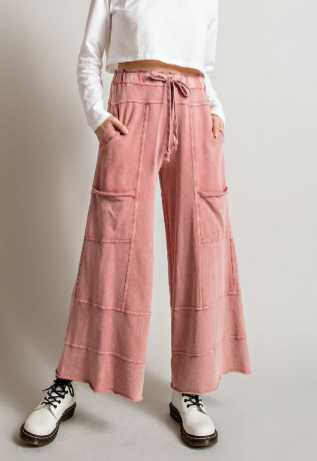 Terry Palazzo Pant- Rose