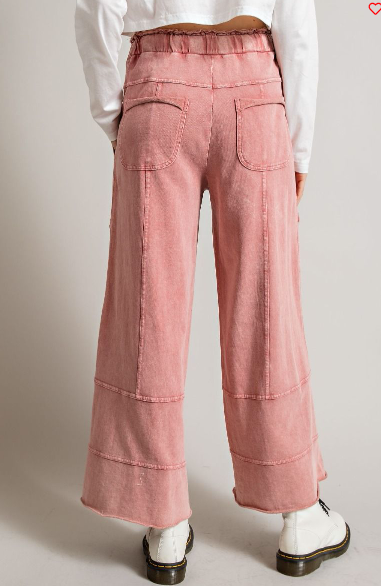 Terry Palazzo Pant- Rose