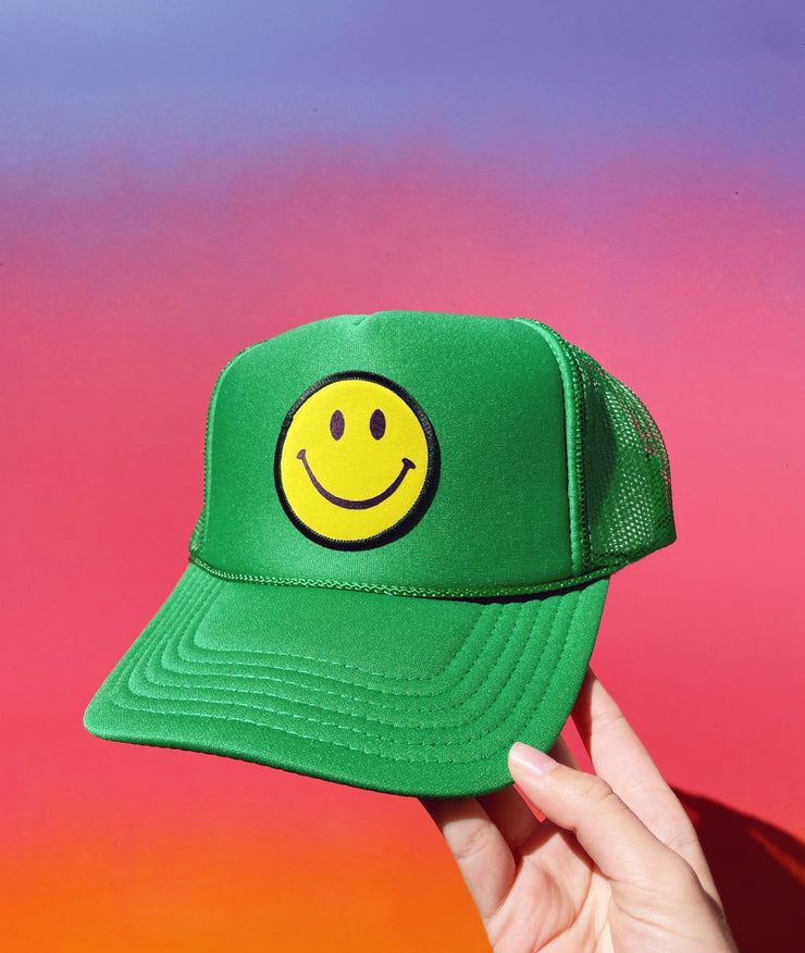 Smiley Trucker Hat- Green